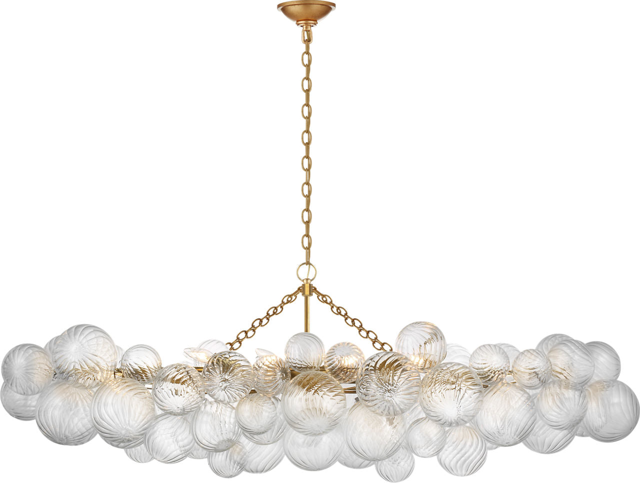 Talia Large Linear Chandelier | Gild | Clear Swirled Glass