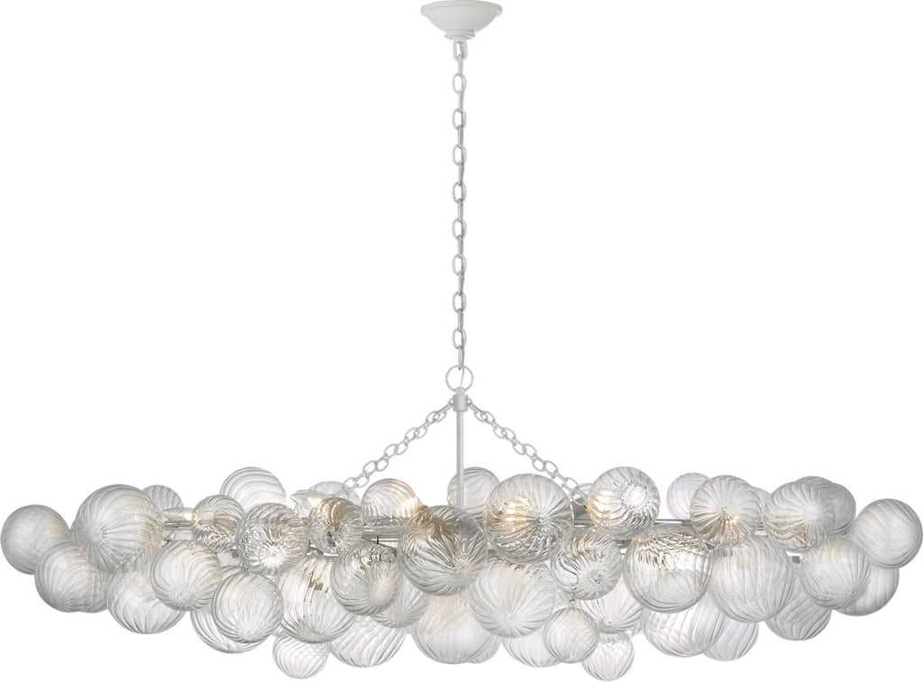 Talia Large Linear Chandelier | Plaster White | Clear Swirled Glass