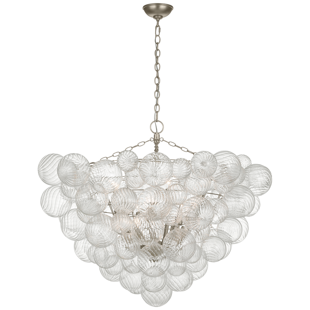 Talia 46" Chandelier | Burnished Silver Leaf and Clear Swirled Glass