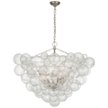 Talia 46" Chandelier | Burnished Silver Leaf and Clear Swirled Glass