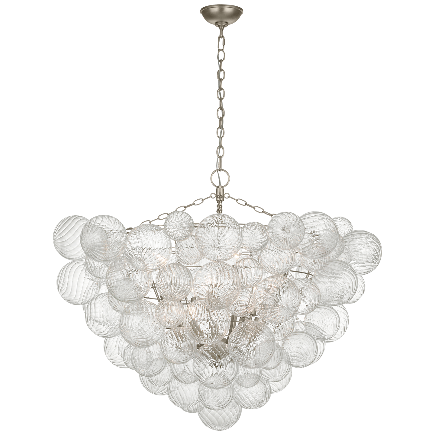 Talia 46" Chandelier | Burnished Silver Leaf and Clear Swirled Glass