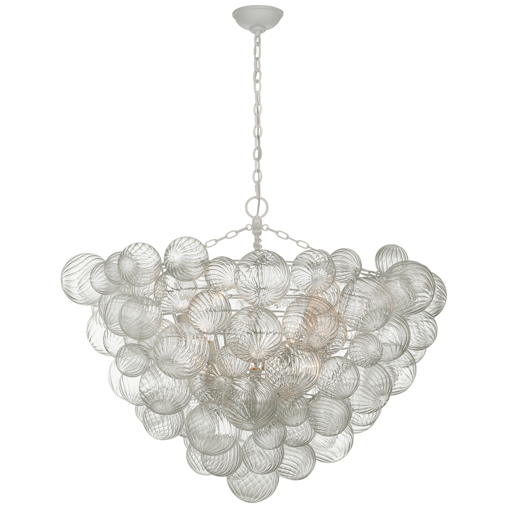 Talia 46" Chandelier | Plaster White and Clear Swirled Glass