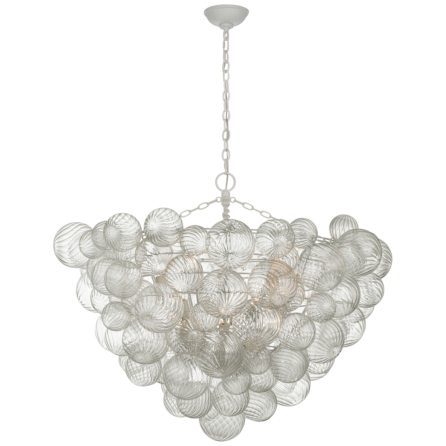 Talia 46" Chandelier | Plaster White and Clear Swirled Glass
