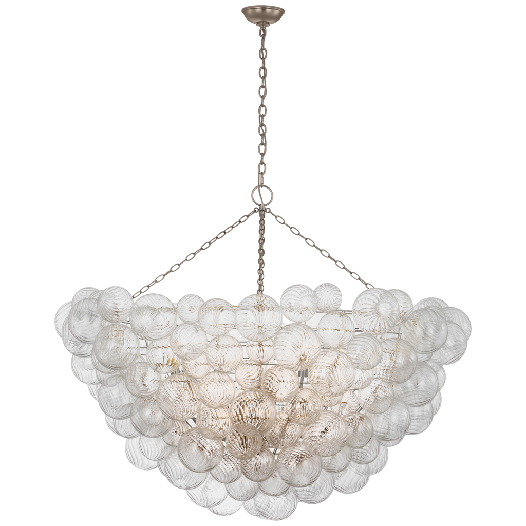 Talia 56" Chandelier | Burnished Silver Leaf and Clear Swirled Glass