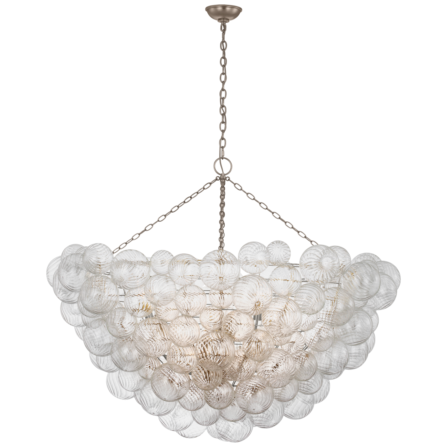 Talia 56" Chandelier | Burnished Silver Leaf and Clear Swirled Glass