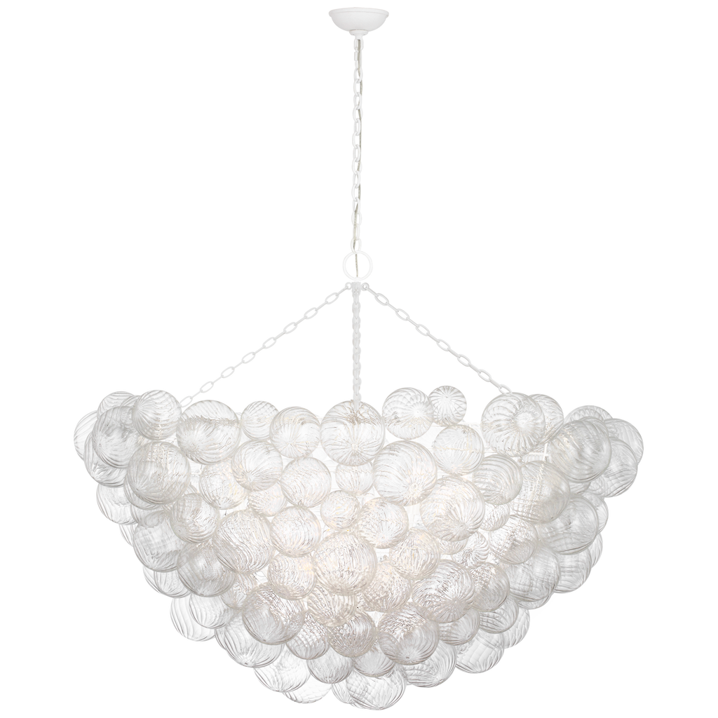Talia 56" Chandelier | Plaster White and Clear Swirled Glass