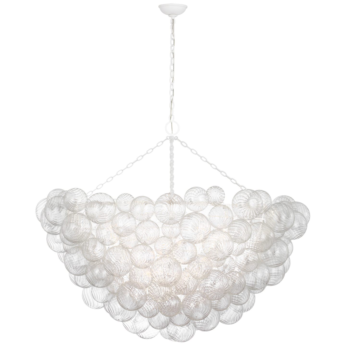 Talia 56" Chandelier | Plaster White and Clear Swirled Glass