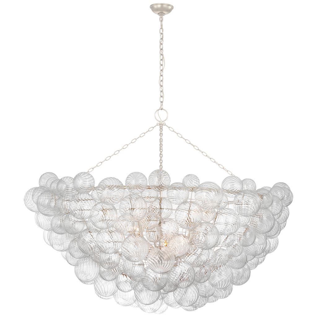 Talia 66" Chandelier | Burnished Silver Leaf and Clear Swirled Glass