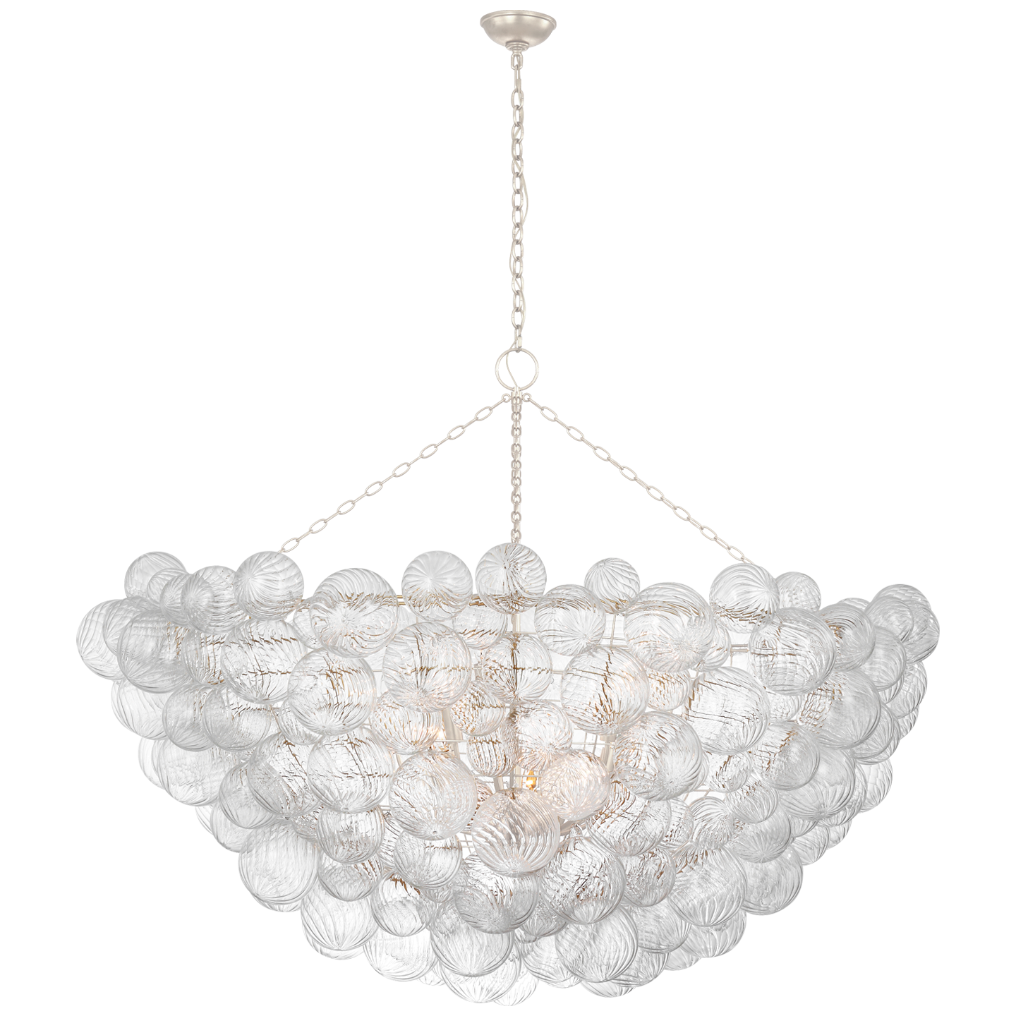 Talia 66" Chandelier | Burnished Silver Leaf and Clear Swirled Glass