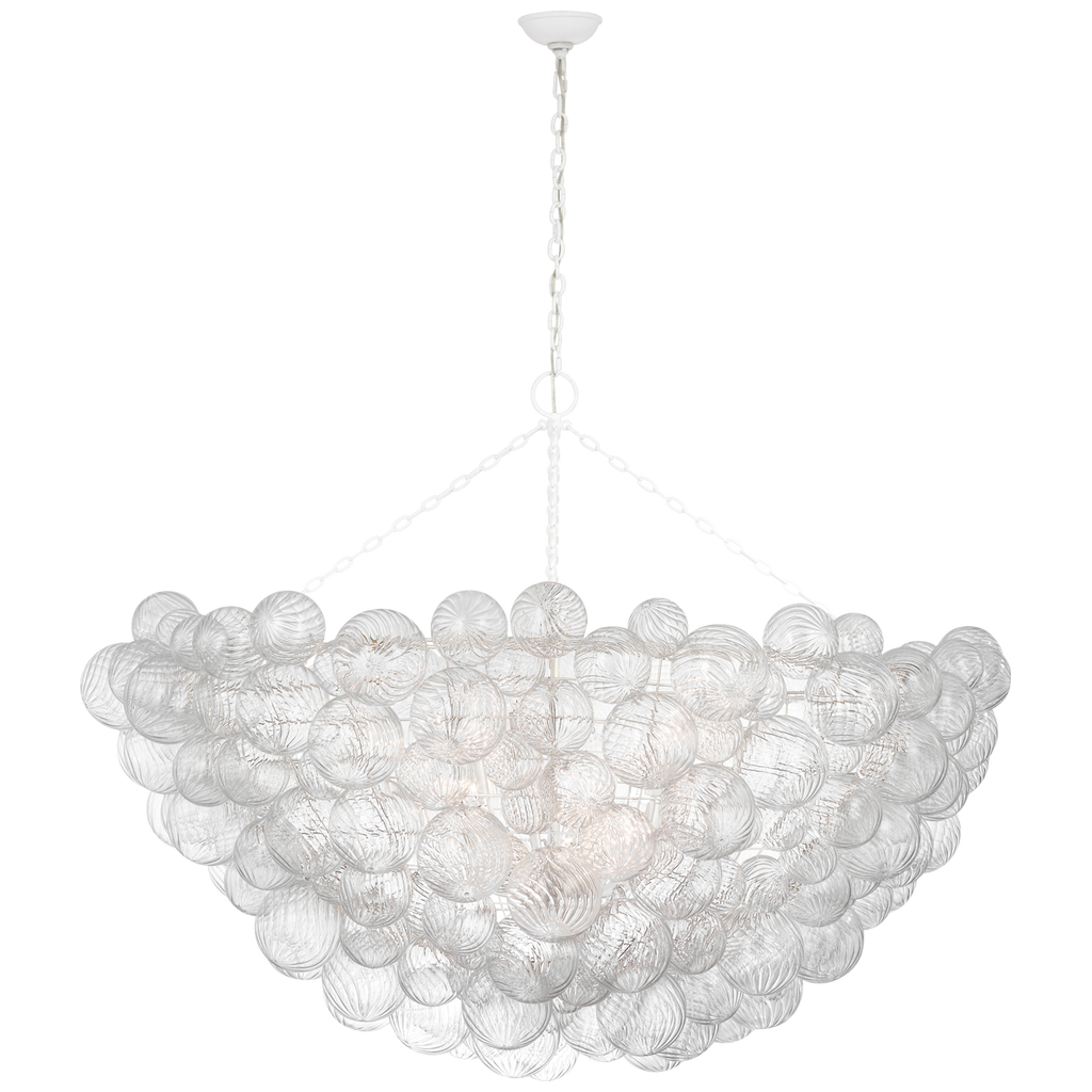 Talia 66" Chandelier | Plaster White and Clear Swirled Glass