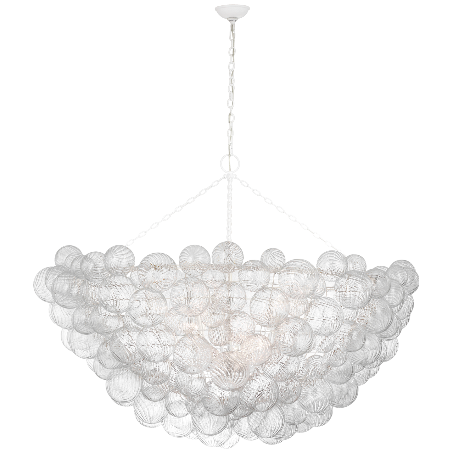 Talia 66" Chandelier | Plaster White and Clear Swirled Glass