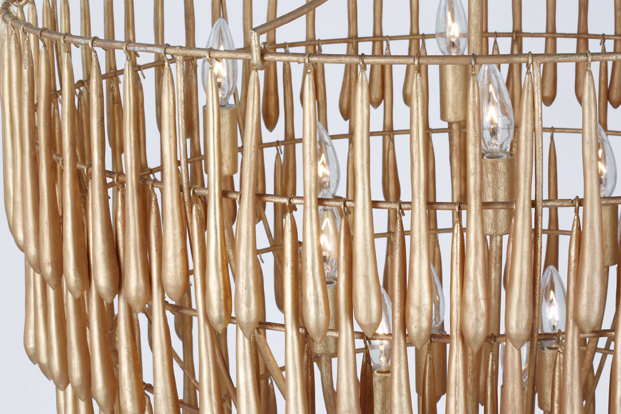 Vacarro Large Chandelier | Antique Gold Leaf