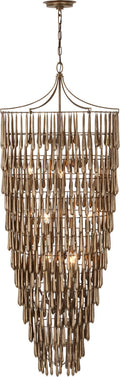 Vacarro Tall Cascading Chandelier | Antique Bronze Leaf