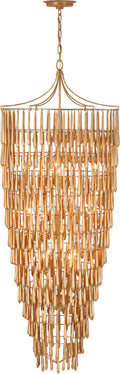 Vacarro Tall Cascading Chandelier | Antique Gold Leaf