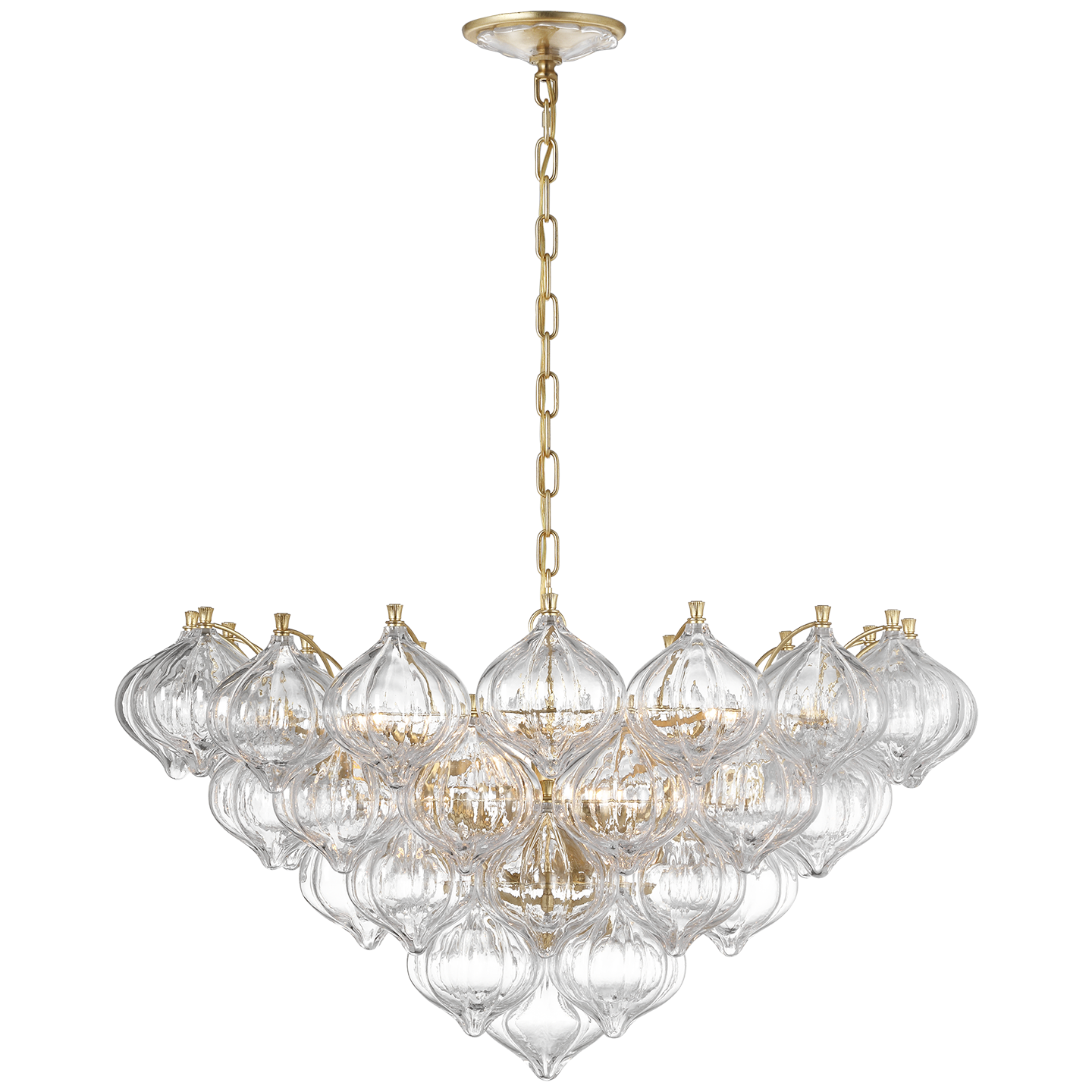 Caselli 36" Basket Chandelier | Gild | Clear Glass
