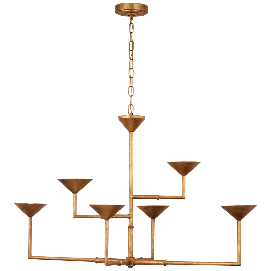 Eleanor 53" Asymmetric Chandelier | Antique Gold Leaf