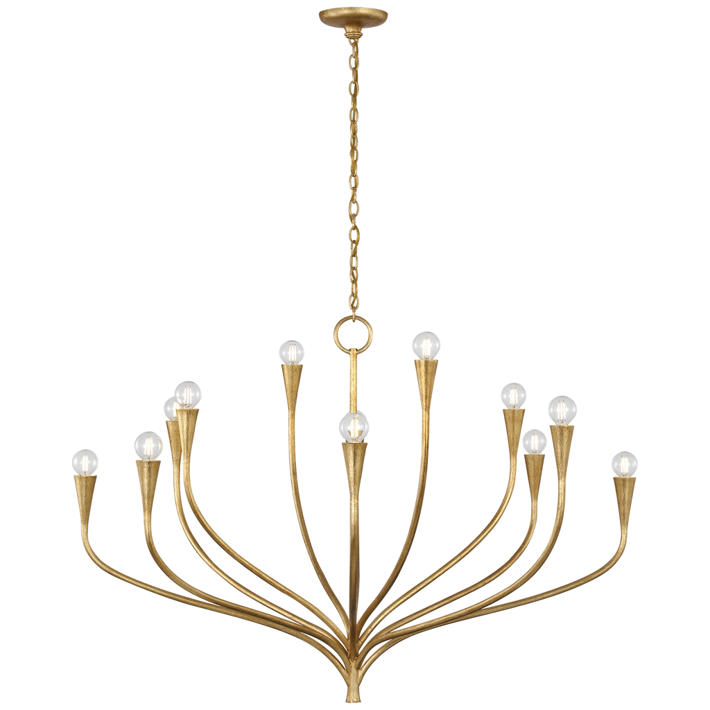 Marini 43" Chandelier | Antique Gold Leaf