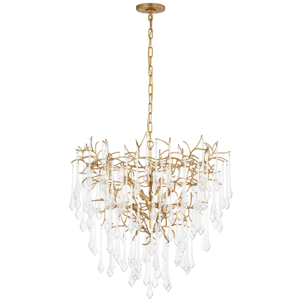 Rayne 31" Chandelier | Gilded Iron | Clear Glass