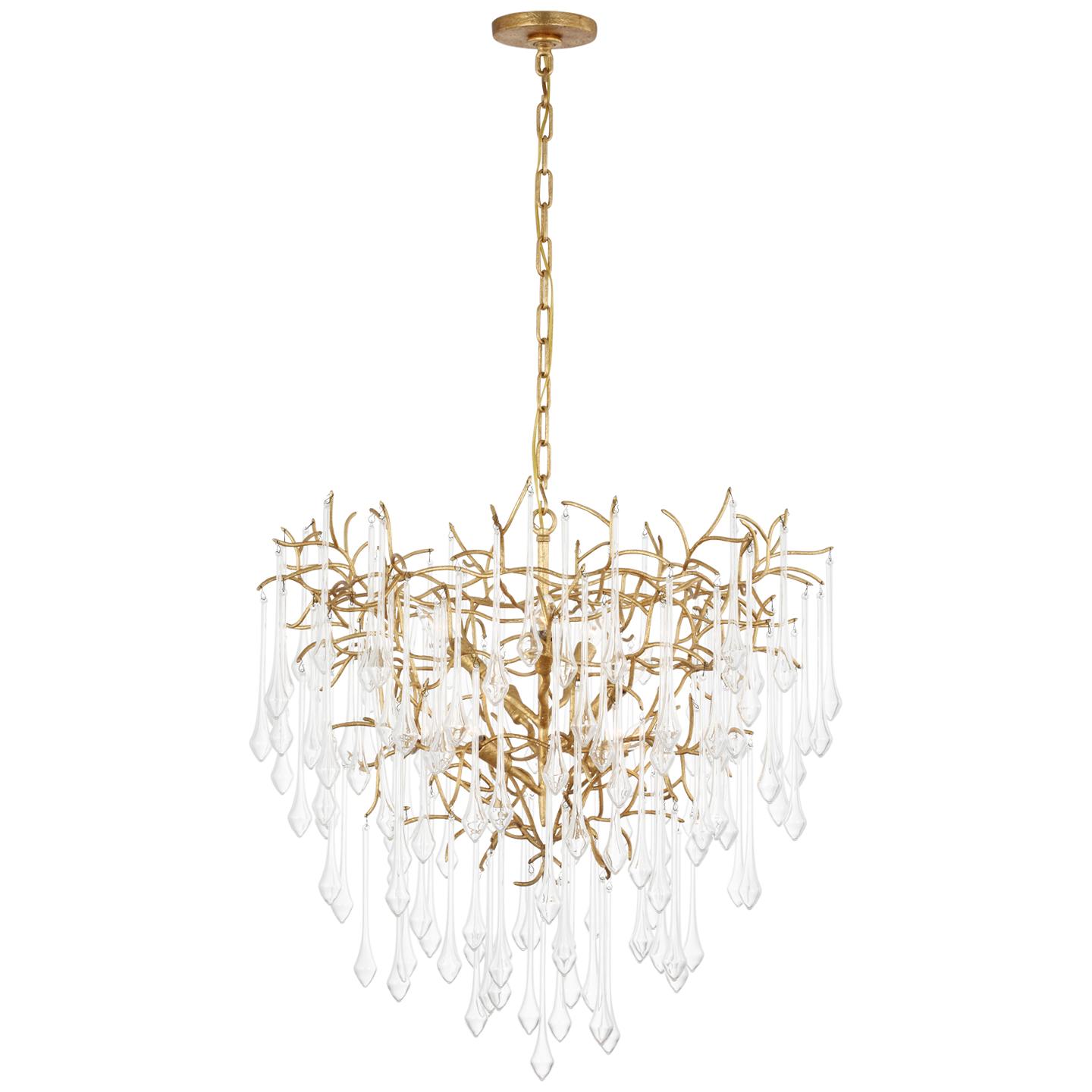 Rayne 31" Chandelier | Gilded Iron | Clear Glass