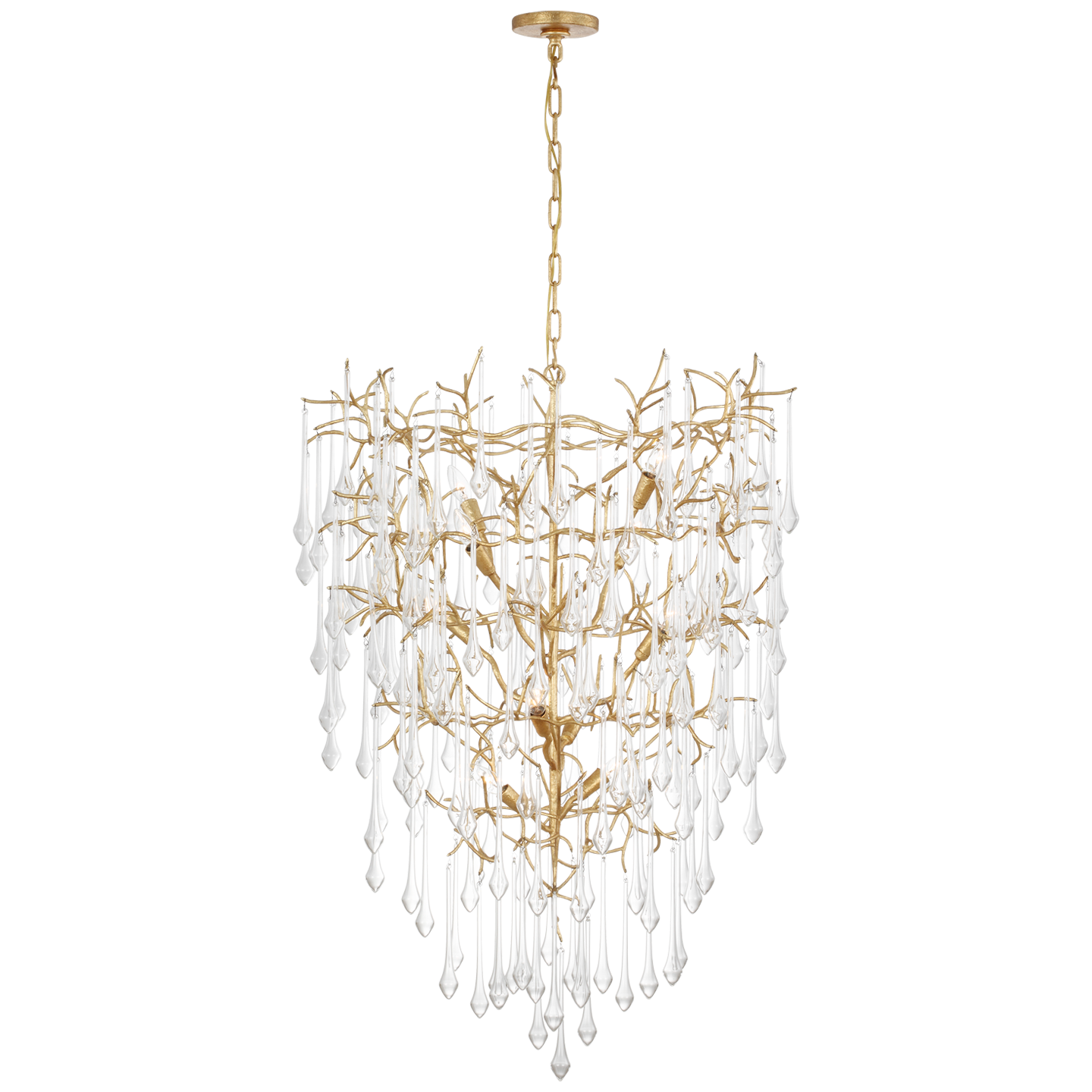 Rayne 34" Entry Chandelier | Gilded Iron | Clear Glass