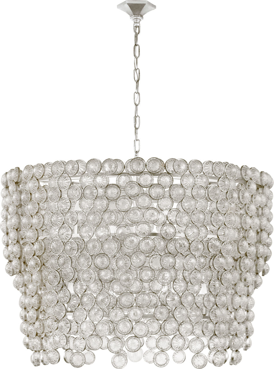 Milazzo Large Waterfall Chandelier | Burnished Silver Leaf and Crystal