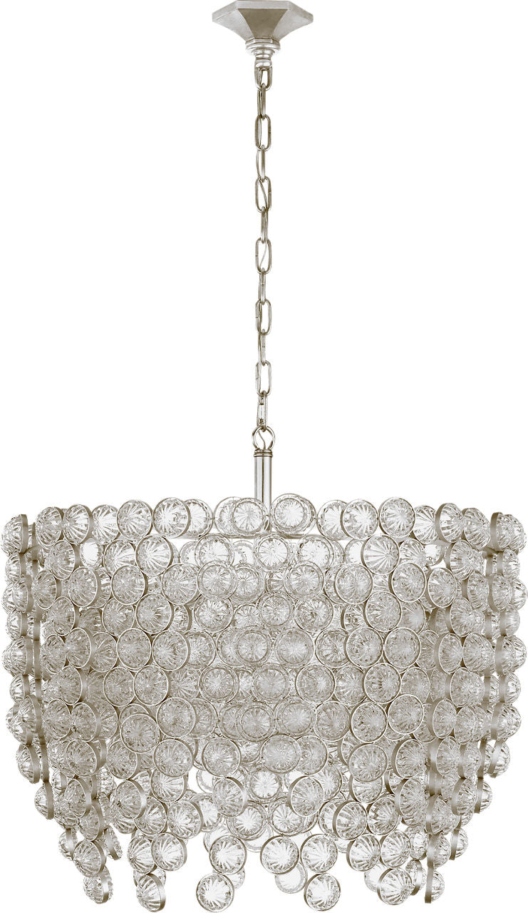 Milazzo Medium Waterfall Chandelier | Burnished Silver Leaf and Crystal