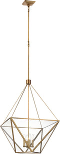 Lorino Large Lantern | Hand-Rubbed Antique Brass | Clear Glass