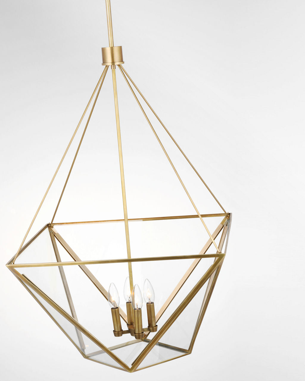 Lorino Large Lantern | Hand-Rubbed Antique Brass | Clear Glass