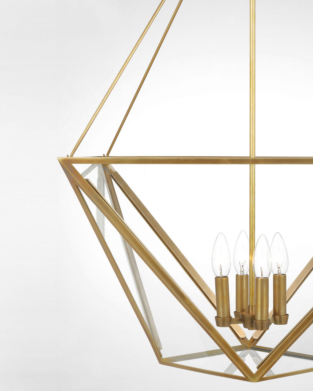 Lorino Large Lantern | Hand-Rubbed Antique Brass | Clear Glass