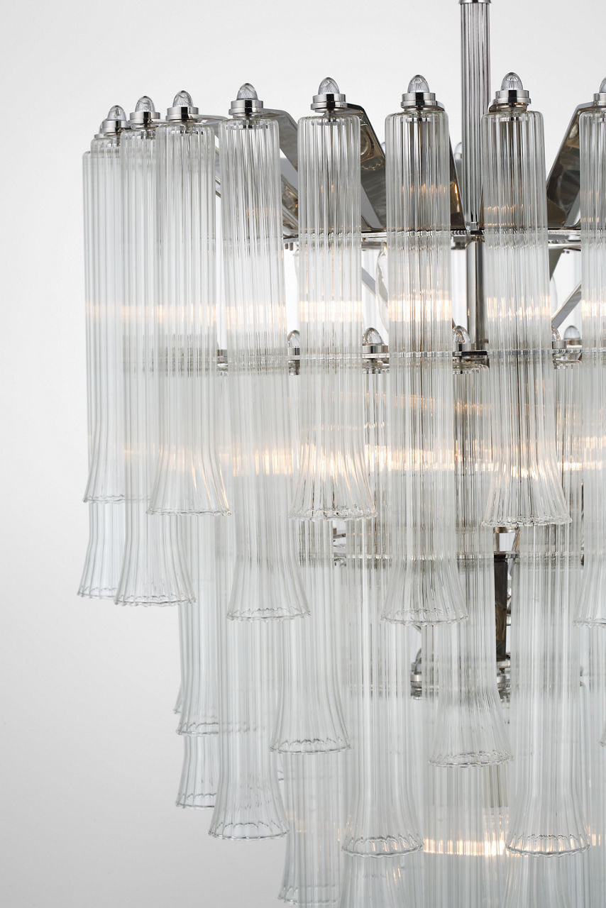 Lorelei Small Waterfall Chandelier | Polished Nickel | Clear Glass