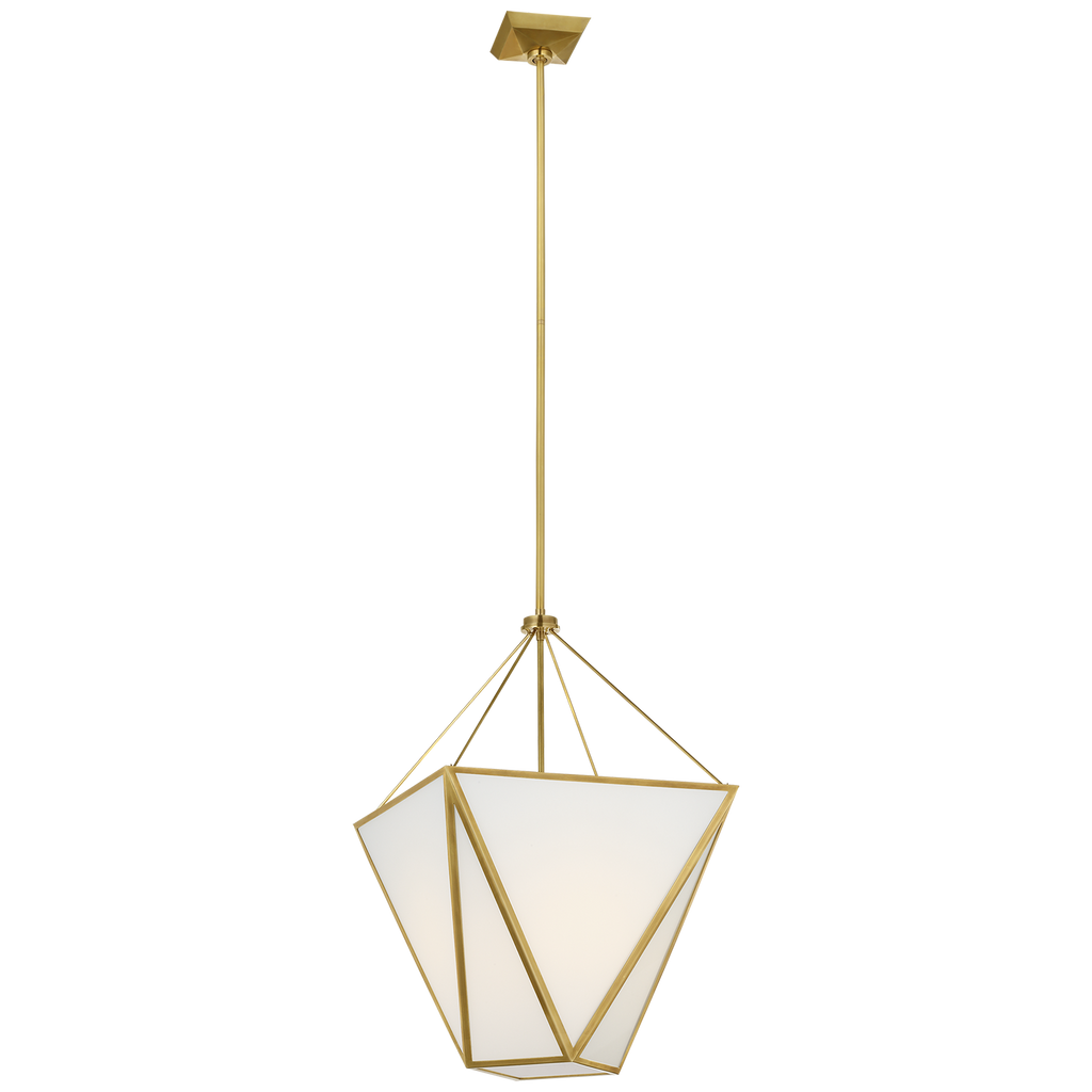 Lorino 17" Tapered Lantern | Hand-Rubbed Antique Brass | White Glass