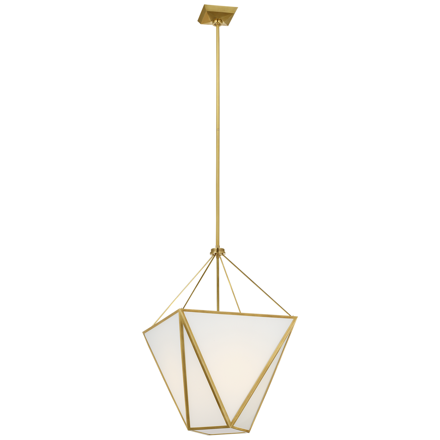 Lorino 17" Tapered Lantern | Hand-Rubbed Antique Brass | White Glass
