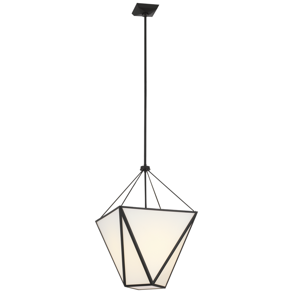 Lorino 17" Tapered Lantern | Modern Iron | White Glass