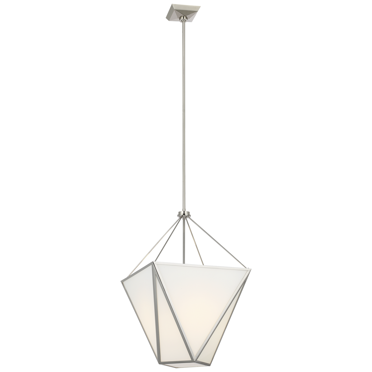 Lorino 17" Tapered Lantern | Polished Nickel | White Glass