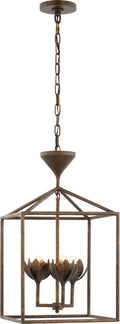 Alberto Small Open Cage Lantern | Antique Bronze Leaf