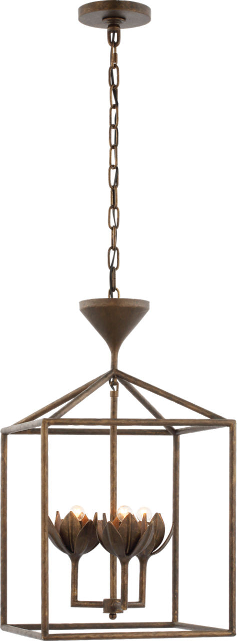 Alberto Small Open Cage Lantern | Antique Bronze Leaf