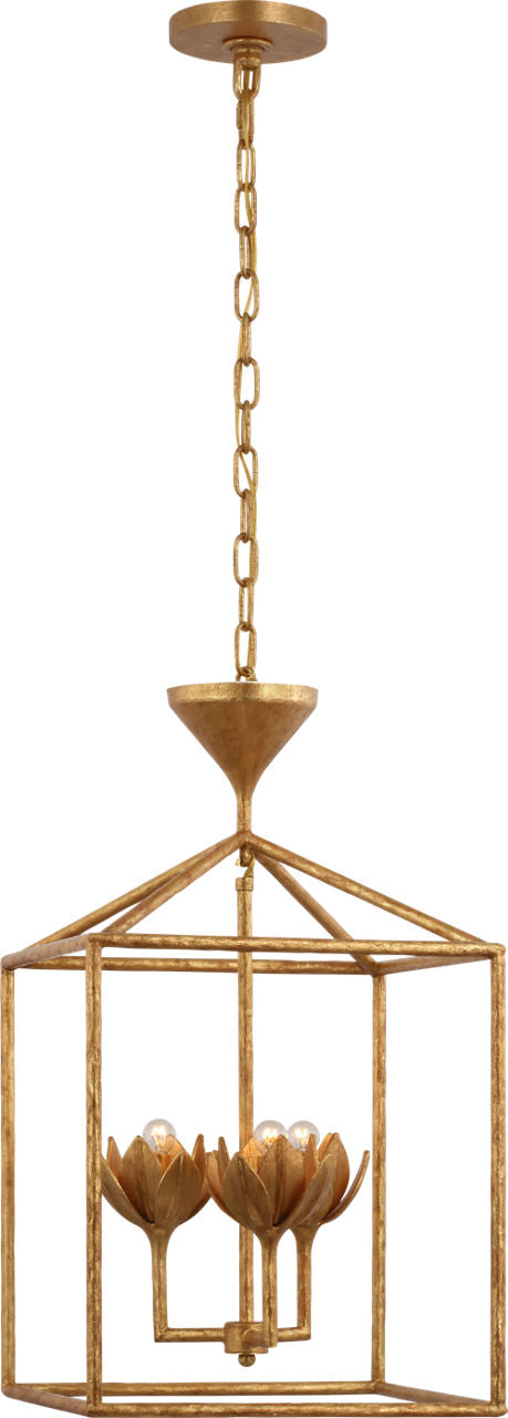 Alberto Small Open Cage Lantern | Antique Gold Leaf