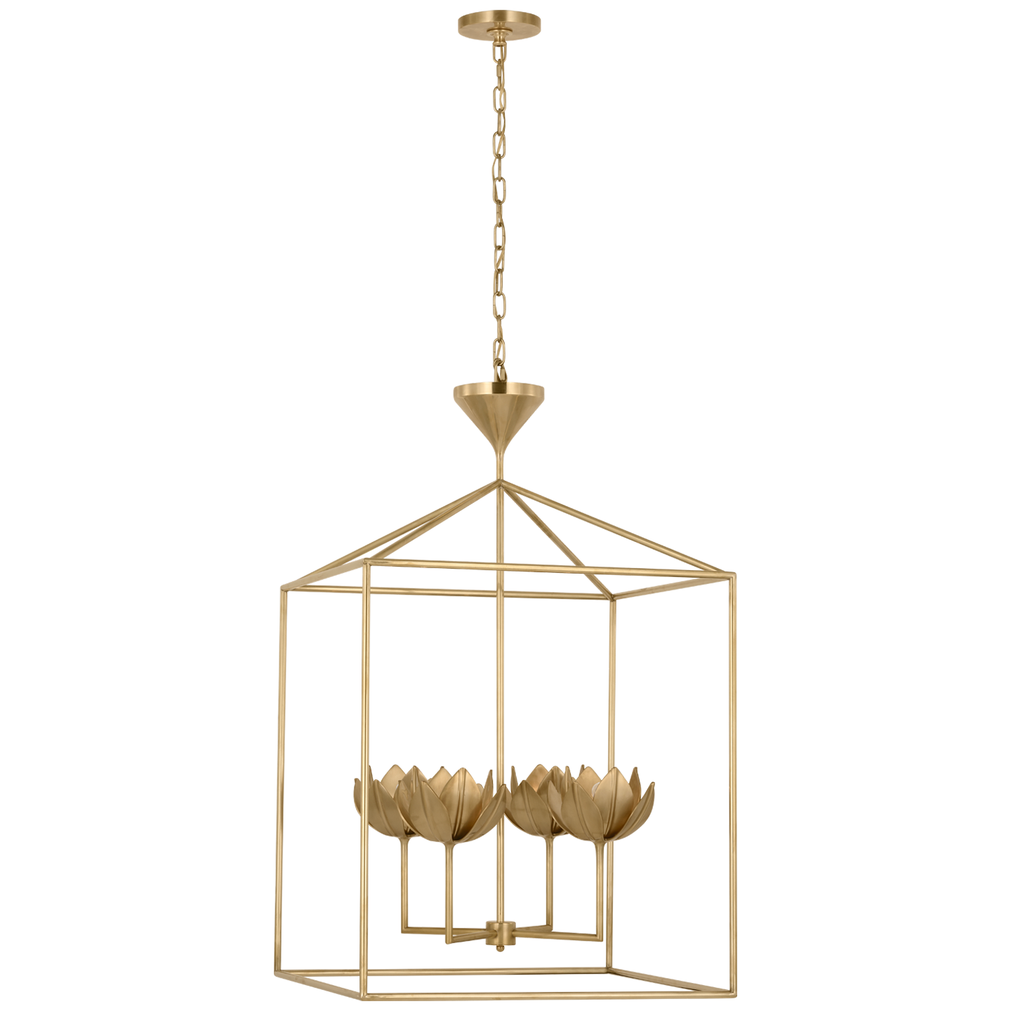 Alberto Large Open Cage Lantern | Antique-Burnished Brass