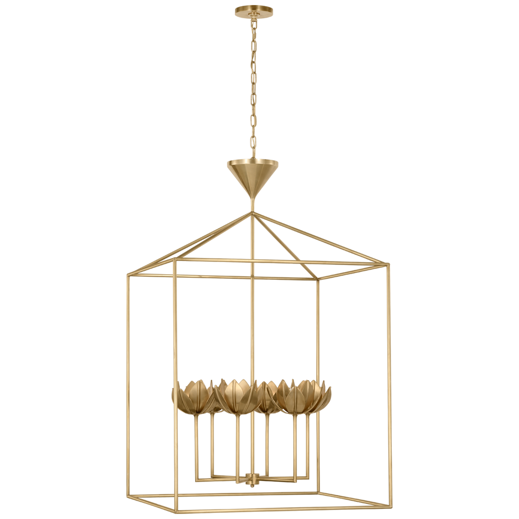Alberto Extra Large Open Cage Lantern | Antique-Burnished Brass