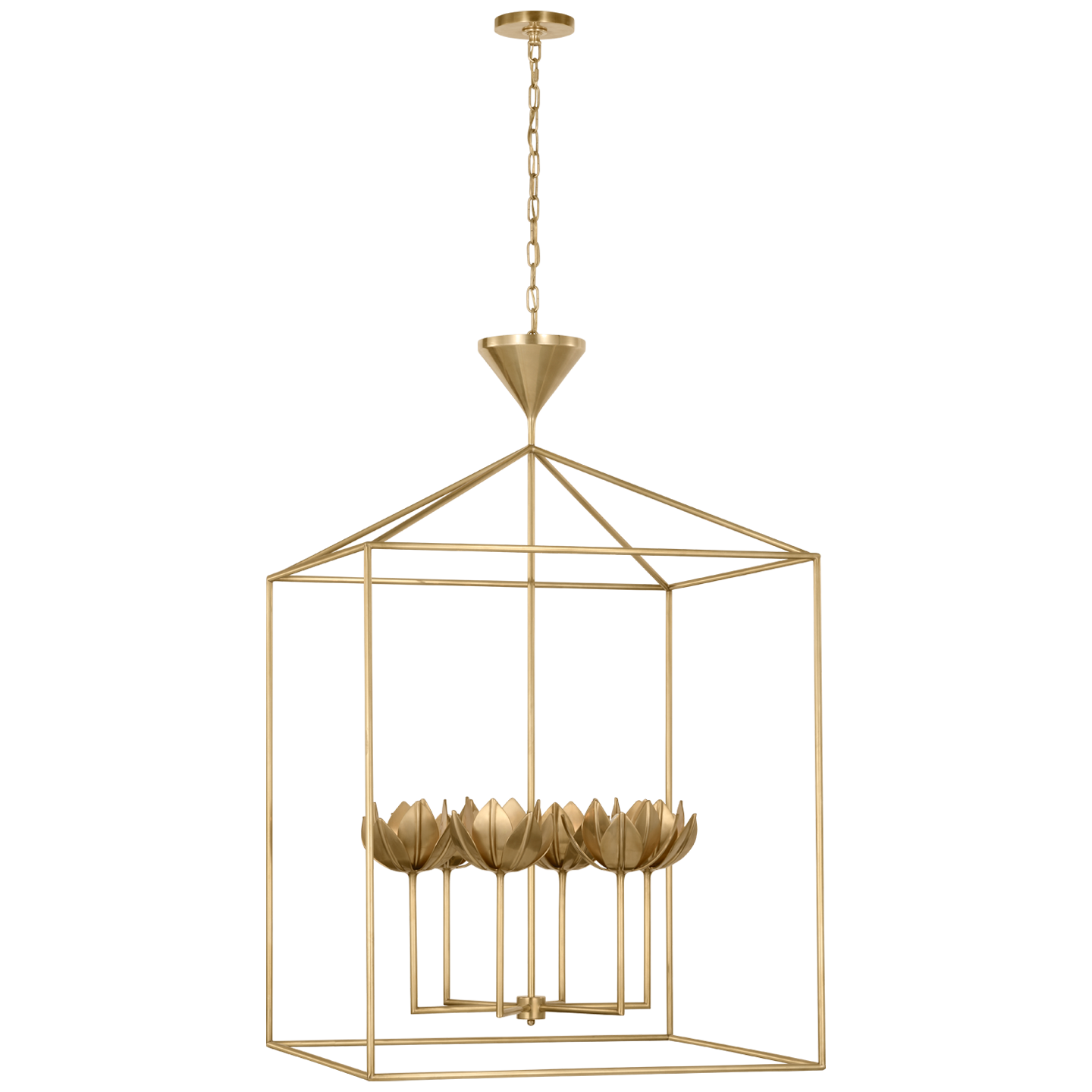 Alberto Extra Large Open Cage Lantern | Antique-Burnished Brass