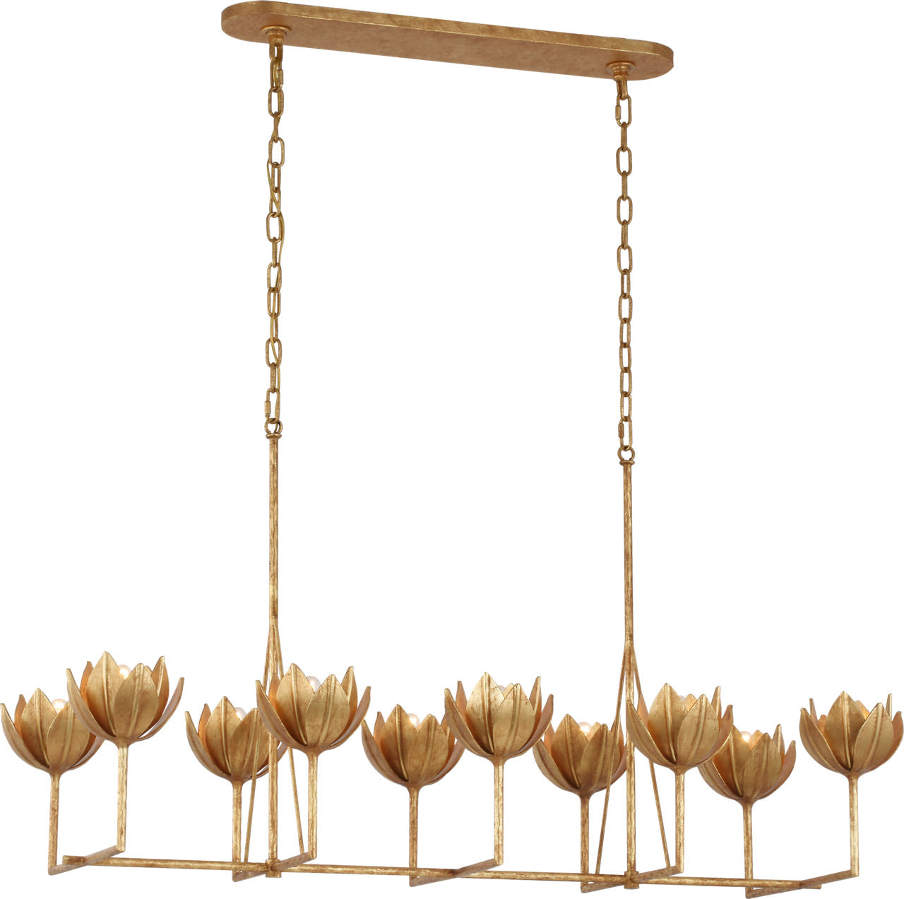 Alberto Large Linear Chandelier | Antique Gold Leaf