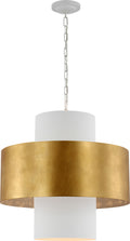 Chalmette 25" Layered Pendant | Plaster White and Gild
