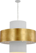 Chalmette 38" Layered Pendant | Plaster White and Gild