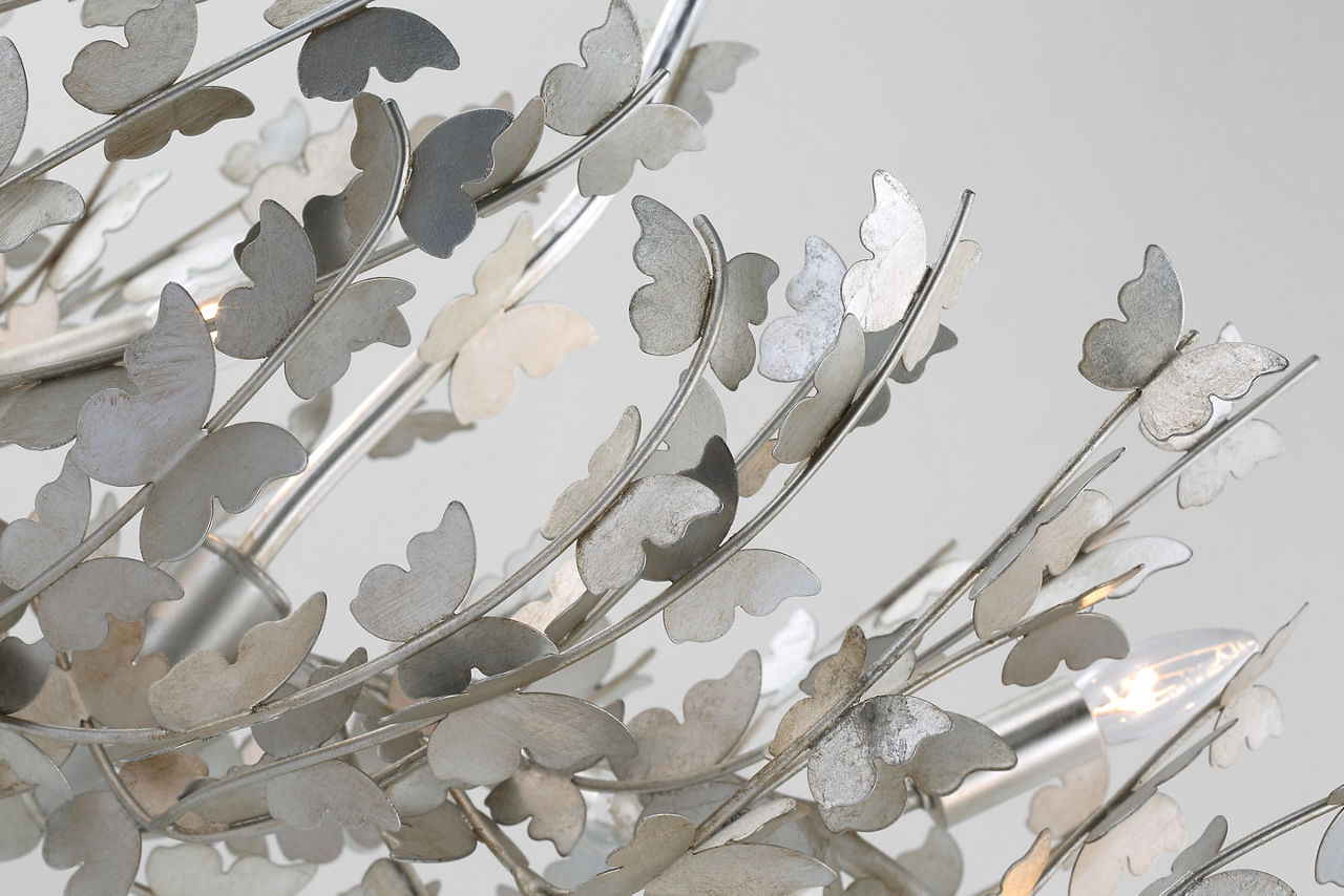 Farfalle Large Linear Chandelier | Burnished Silver Leaf