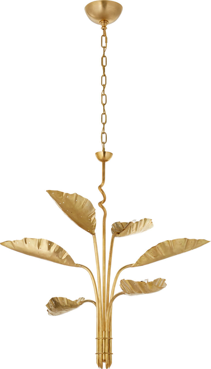 Dumaine Medium Pierced Leaf Chandelier | Antique-Burnished Brass