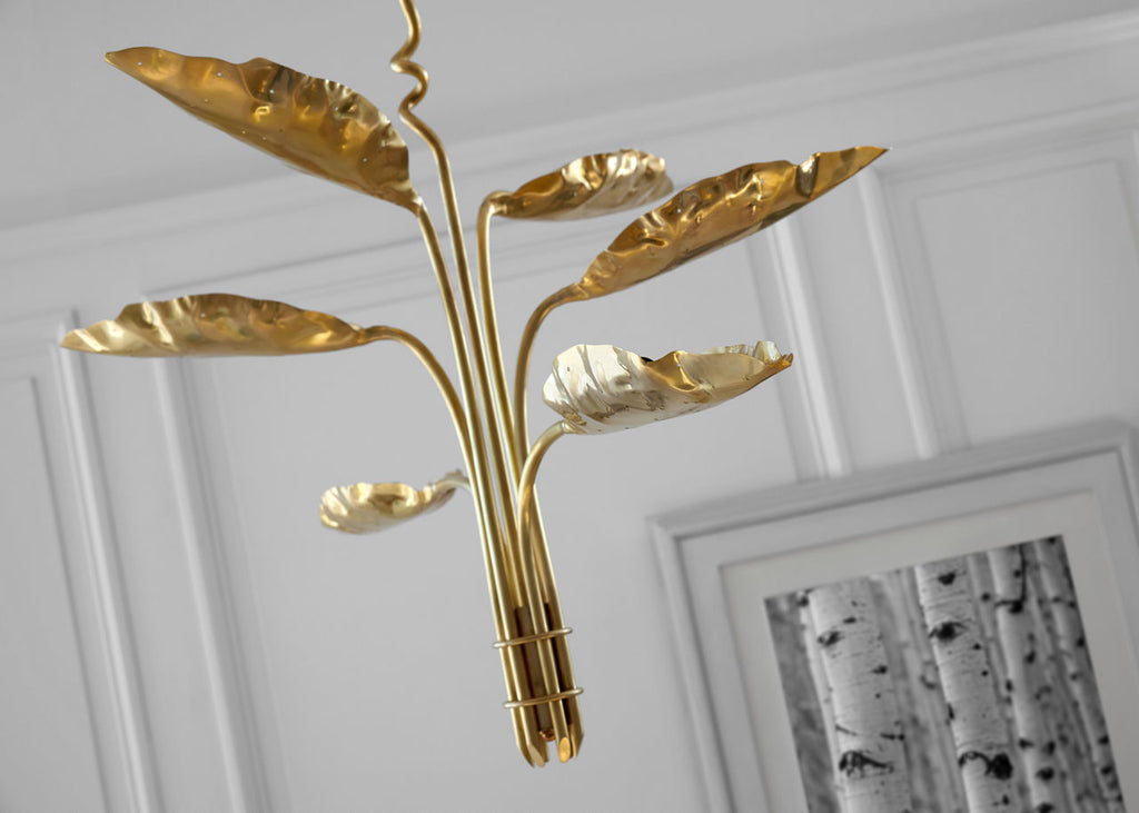 Dumaine Medium Pierced Leaf Chandelier | Antique-Burnished Brass