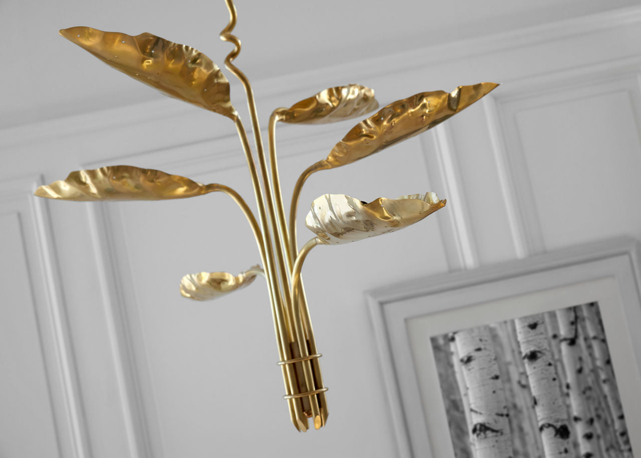 Dumaine Medium Pierced Leaf Chandelier | Antique-Burnished Brass