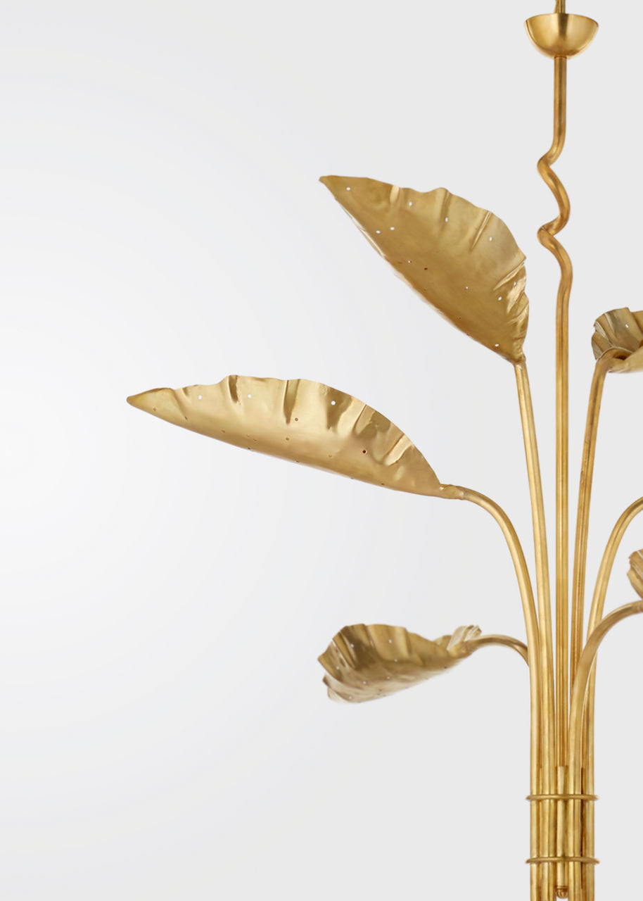 Dumaine Medium Pierced Leaf Chandelier | Antique-Burnished Brass