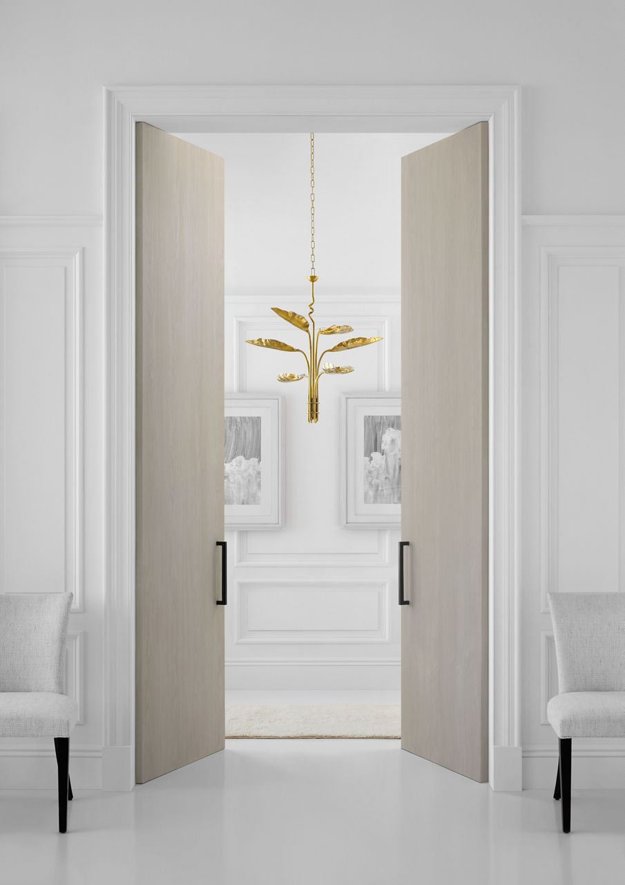 Dumaine Medium Pierced Leaf Chandelier | Antique-Burnished Brass