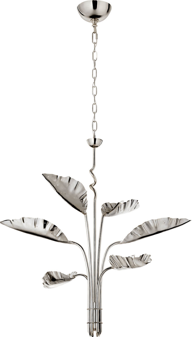 Dumaine Medium Pierced Leaf Chandelier | Polished Nickel